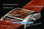 Cartier Tank MC Miyota Quartz Steel Case with Roman Numeral Markers and Brown Dial