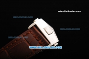 Tag Heuer Monaco LS Chronograph Miyota Quartz Movement Steel Case with White Dial and Brown Leather Strap