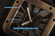 Cartier Santos 100 Swiss ETA 2824 Automatic Movement PVD Case with Black Dial and Steel Bezel