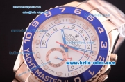 Rolex Yacht Master II Oyster Perpetual Swiss ETA 2813 Full Rose Gold and White Dial
