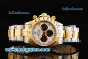 Rolex Daytona Chronograph Miyota Quartz Movement Gold Bezel with White Dial and Two Tone Strap