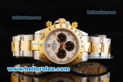 Rolex Daytona Chronograph Miyota Quartz Movement Gold Bezel with White Dial and Two Tone Strap