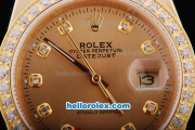 Rolex Datejust Automatic Full Rose Gold with Diamond Bezel-Khaki Dial and Diamond Marking