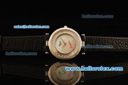 Chopard Happy Sport Swiss Quartz Movement Silver Case with White MOP Dial and Black Leather Strap Chopard Happy Sport Swiss Quartz Movement Silver Case with White MOP Dial and Black Leather Strap
