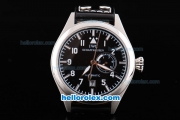 IWC Big Pilot Automatic Movement with Black Dial and White Numeral Marking-Black Leather Strap