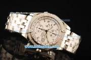 Breitling Chronomat Evolution Chronograph Swiss Valjoux 7750 Automatic Movement Full Steel with White Dial and Diamond Bezel