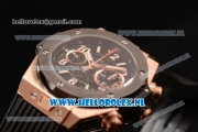 Hublot Big Bang Unico Chrono Swiss Valjoux 7750 Automatic Rose Gold Case with Rose Gold Bezel Skeleton Dial and Black Rubber Strap - 1:1 Original