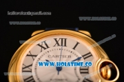 Cartier Ballon Bleu De Medium Asia 4813 Automatic Yellow Gold Case with Silver Dial and Roman Numeral Markers (GF)