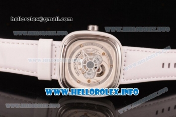 SevenFriday P1-2 Japanese Miyota 8215 Automatic Steel Case with White Dial and White Leather Strap