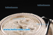 Rolex Datejust Automatic Movement Full Steel with Double Row Diamond Bezel - White Dial