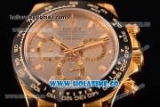 Rolex Daytona Chrono Swiss Valjoux 7750 Automatic Yellow Gold Case with Ceramic Bezel Stick Markers and Silver Dial (BP)