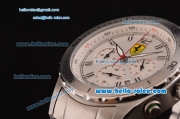 Ferrari Chronograph Miyota OS20 Quartz Full Steel with Silver Markers and White Dial