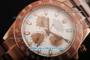 Rolex Daytona Oyster Perpetual Automatic Movement Brown PVD Case and Strap with White Dial and Stick Markers