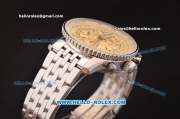 Breitling Montbrillant Datora Swiss Valjoux 7751 Automatic Steel Case/Strap with Beige Dial