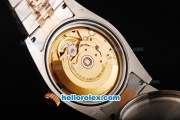 Rolex Datejust Swiss ETA 2836 Automatic Full Steel Case with Rose Gold/Diamond Bezel and Green MOP Dial-Two Tone Strap