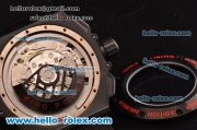 Hublot King Power Swiss Valjoux 7750-DD Automatic PVD Case with Red Dial and Black Rubber Strap