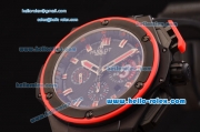 Hublot King Power Dwyane Wade Swiss Valjoux 7750-SHG Automatic PVD Case with Red Markers Black Dial and Black Rubber Strap