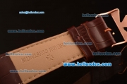 Vacheron Constantin Automatic Rose Gold Case with Silver Dial and Brown Leather Strap