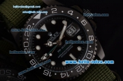 Rolex Pro-Hunter GMT-Master Asia 2813 Automatic PVD Case with Green Nylon Strap and Black Dial Stick Markers