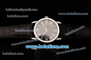Cartier Ronde Solo Swiss ETA 2836 Automatic Steel Case with Black Dial White Roman Numeral Markers and Black Leather Strap