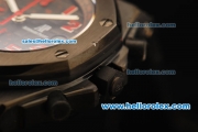 Audemars Piguet Royal Oak Offshore Chronograph Swiss Valjoux 7750 Automatic Movement PVD Case with Red Markers and Black Leather Strap-Run 9@sec