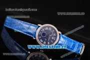 Cartier Rotonde Second Time Zone Day/Night Asia Manual Winding Steel Case with Blue Dial Diamonds Bezel and White Roman Numeral Markers