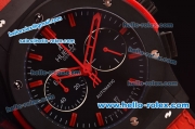 Hublot Classic Fusion Chronograph Miyota Quartz PVD Case with Red Markers and Red Leather Strap