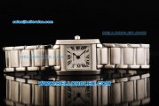 Cartier Tank Quartz Movement Full Steel with White Dial Lady Size