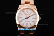 Rolex Milgauss Automatic Movement with White Dial and Full Rose Gold Bezel-Case and Strap