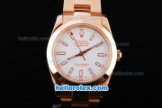 Rolex Milgauss Automatic Movement with White Dial and Full Rose Gold Bezel-Case and Strap