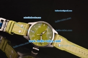 IWC Big Pilot's Power Reserve Asia ST20 Automatic Steel Case with Green Dial and Green Leather Strap - 7750 Coating