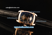 Parmigiani Kalpa XL Swiss Tourbillon Manual Winding Movement Rose Gold Case with Black Leather Strap