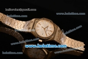 Audemars Piguet Royal Oak Swiss ETA 2824 Automatic Full Yellow Gold with Gold Sitck Markers and White Dial - 1:1 Original