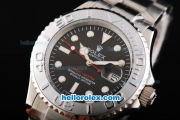 Rolex Yacht-Master Oyster Perpetual Chronometer Automatic with White Bezel,Black Dial and White Round Bearl Marking-Small Calendar