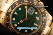 Rolex GMT Master Automatic Movement Full Gold with Green Dial and Ceramic Bezel