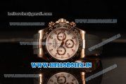 Rolex Daytona Clone Rolex 4130 Automatic Chrono Rose Gold Case White Dial Dots Markers With Rose Gold Bezel Black Rubber Strap- 1:1 Original(AR)