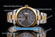 Rolex Day-Date II Asia Automatic Two Tone Case/Bracelet with Silver Dial and Arabic Numeral Markers
