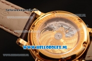 Breguet Marine Big Date Clone Breguet Automatic Yellow Gold Case with Blue Dial and Brown Leather Strap