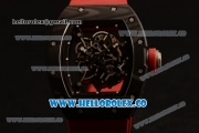 Richard Mille RM 055 Bubba Watson Miyota 9015 Automatic Carbon Fiber Case with Black Dial and Red Rubber Strap