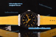 Hublot Classic Fusion Asia 2813 Automatic Steel case with Yellow Stick Markers PVD Bezel and Black Dial
