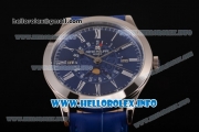 Patek Philippe Grand Complications Perpetual Calendar Miyota Quartz Steel Case with Blue Dial and White Roman Numeral Markers