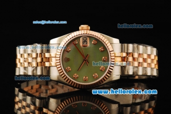 Rolex Datejust Automatic Movement ETA Coating Case with Green MOP Dial and Two Tone Strap