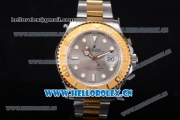 Rolex Yacht-Master 40 Swiss Swiss ETA 2836 Automatic Two Tone Case/Bracelet with Grey Dial and Dot Markers (JF)