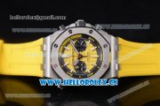 Audemars Piguet Royal Oak Offshore Diver Swiss Valjoux 7750 Automatic Steel Case with Yellow Dial Yellow Rubber Strap and Stick/Arabic Numeral Markers (EF)