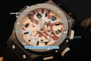 Hublot Big Bang Chronograph Swiss Valjoux 7750 Automatic Movement PVD Case with Ceramic Bezel and Black Markers-Black Rubber Strap