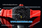 1:1 Richard Mille RM 35-02 RAFAEL NADA Japanese Miyota 9015 Automatic Black PVD Case with Skeleton Dial Red Rubber Strap