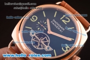 Panerai Radiomir Tourbillon Automatic Rose Gold Case with Black Dial and Brown Leather Strap