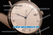 Breguet Classique Miyota 9015 Automatic Steel Case with White Dial and Black Leather Strap Steel Bezel - (AAAF)