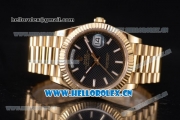 Rolex Day Date II Swiss ETA 2836 Automatic Yellow Gold Case/Bracelet with Black Dial and Stick Markers (BP)