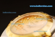 Omega Constellation Swiss ETA Quartz Movement Gold Dial with Diamond Markers and Two Tone Strap - Lady Model